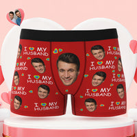 Custom Face Boxer Briefs I Love My Husband Personalised Naughty LGBT Gift for Him