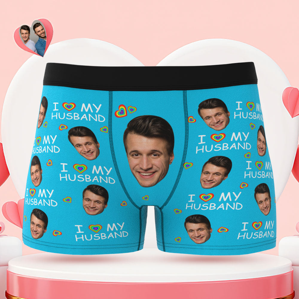 Custom Face Boxer Briefs I Love My Husband Personalised Naughty LGBT Gift for Him