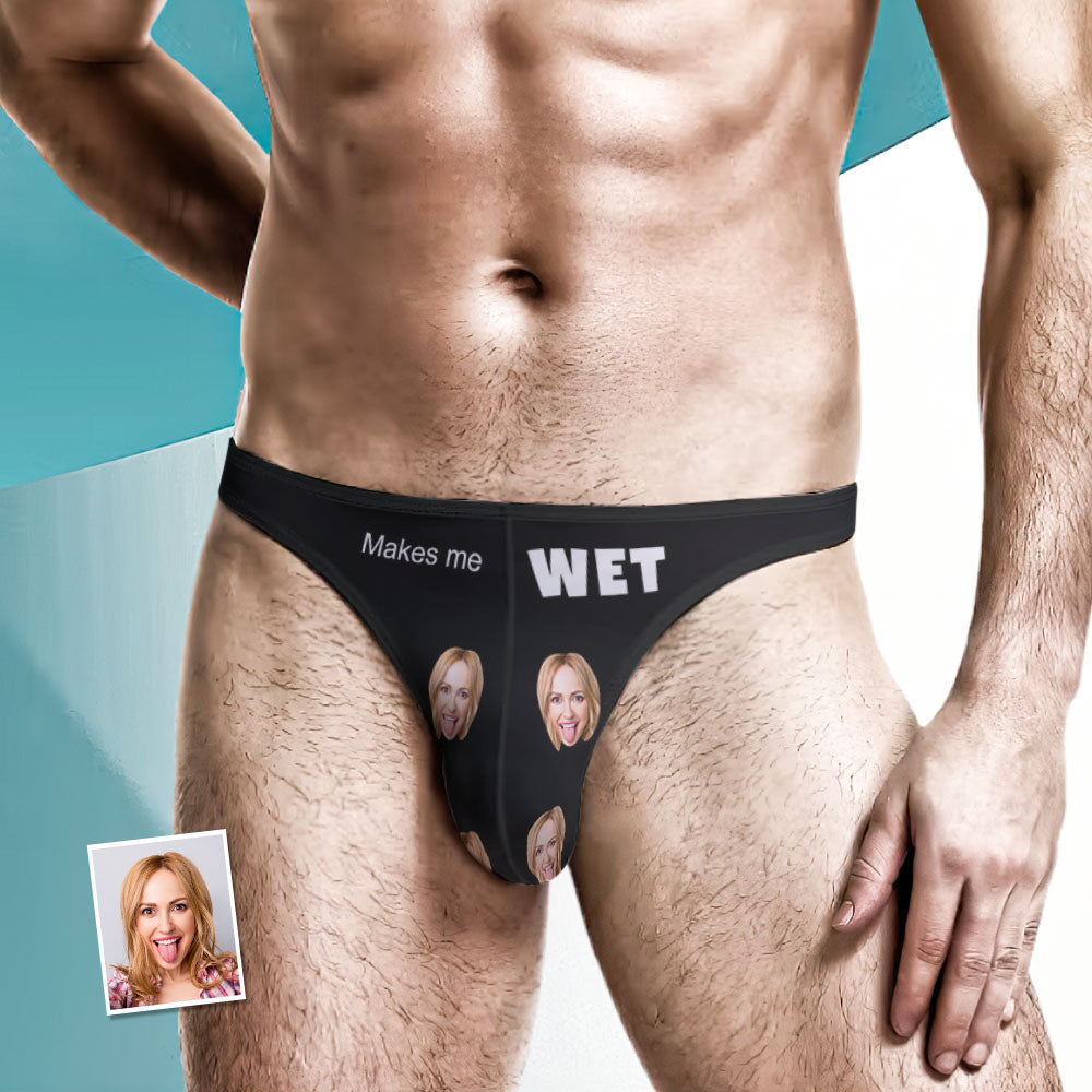 Custom Face Men's Thong - Makes Me Wet Men's Briefs