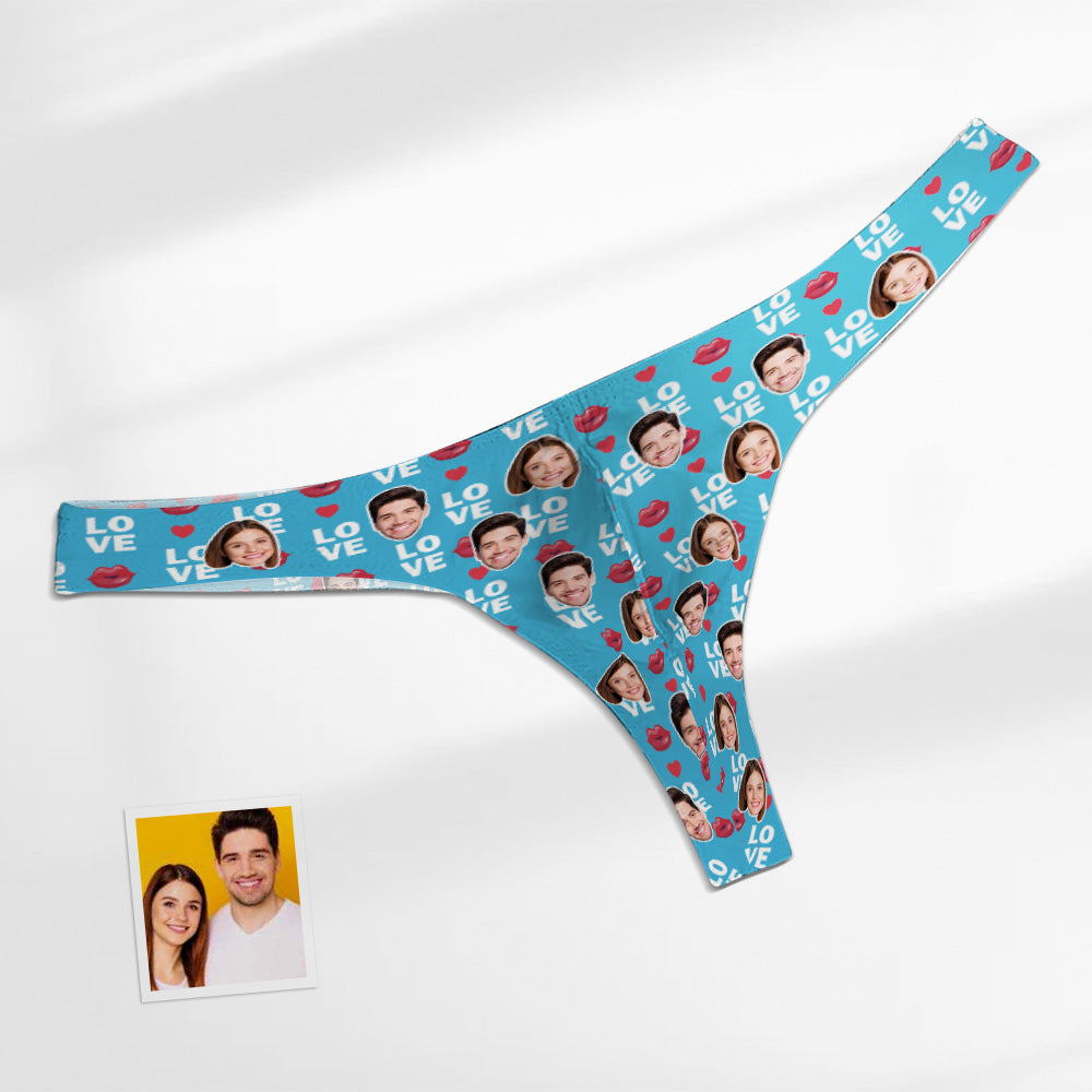 Custom Face Love Men's Thong Lip Print Men's Briefs