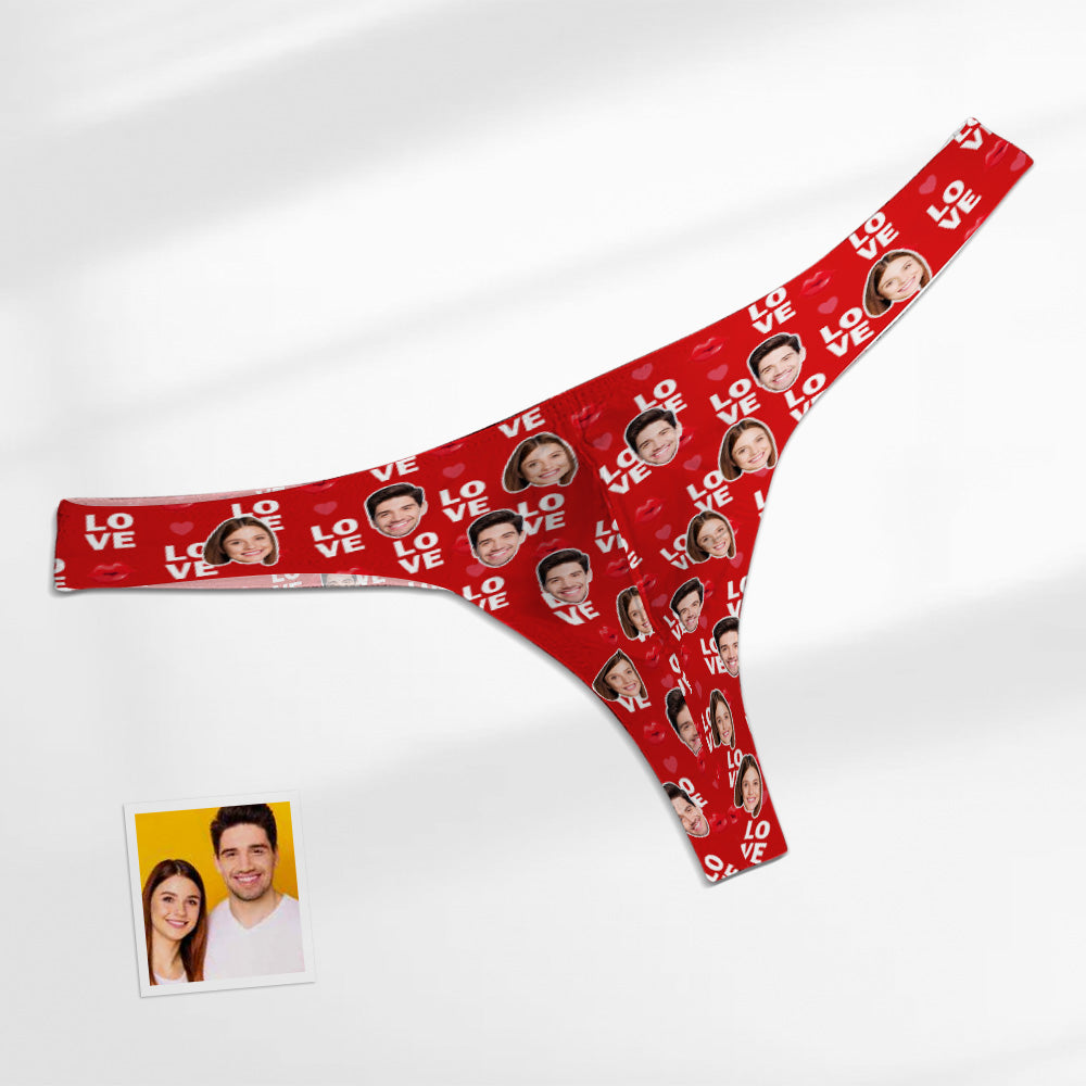 Custom Face Love Men's Thong Lip Print Men's Briefs