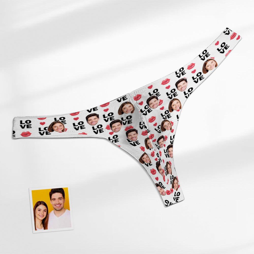 Custom Face Love Men's Thong Lip Print Men's Briefs