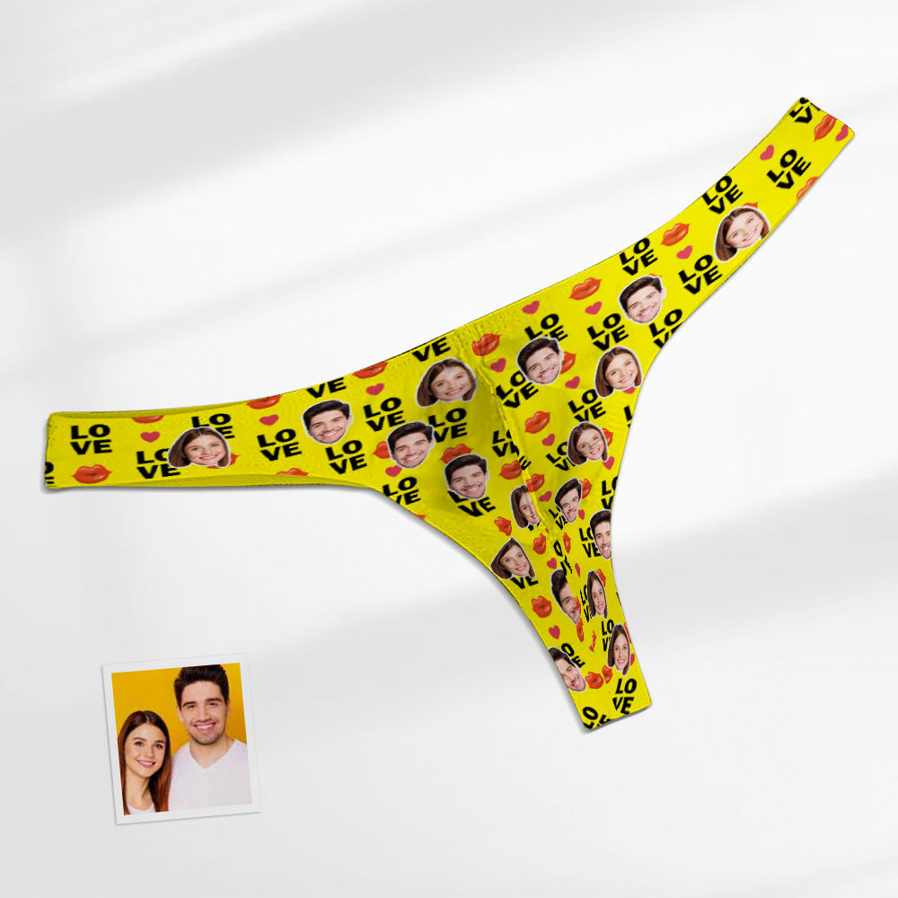 Custom Face Love Men's Thong Lip Print Men's Briefs