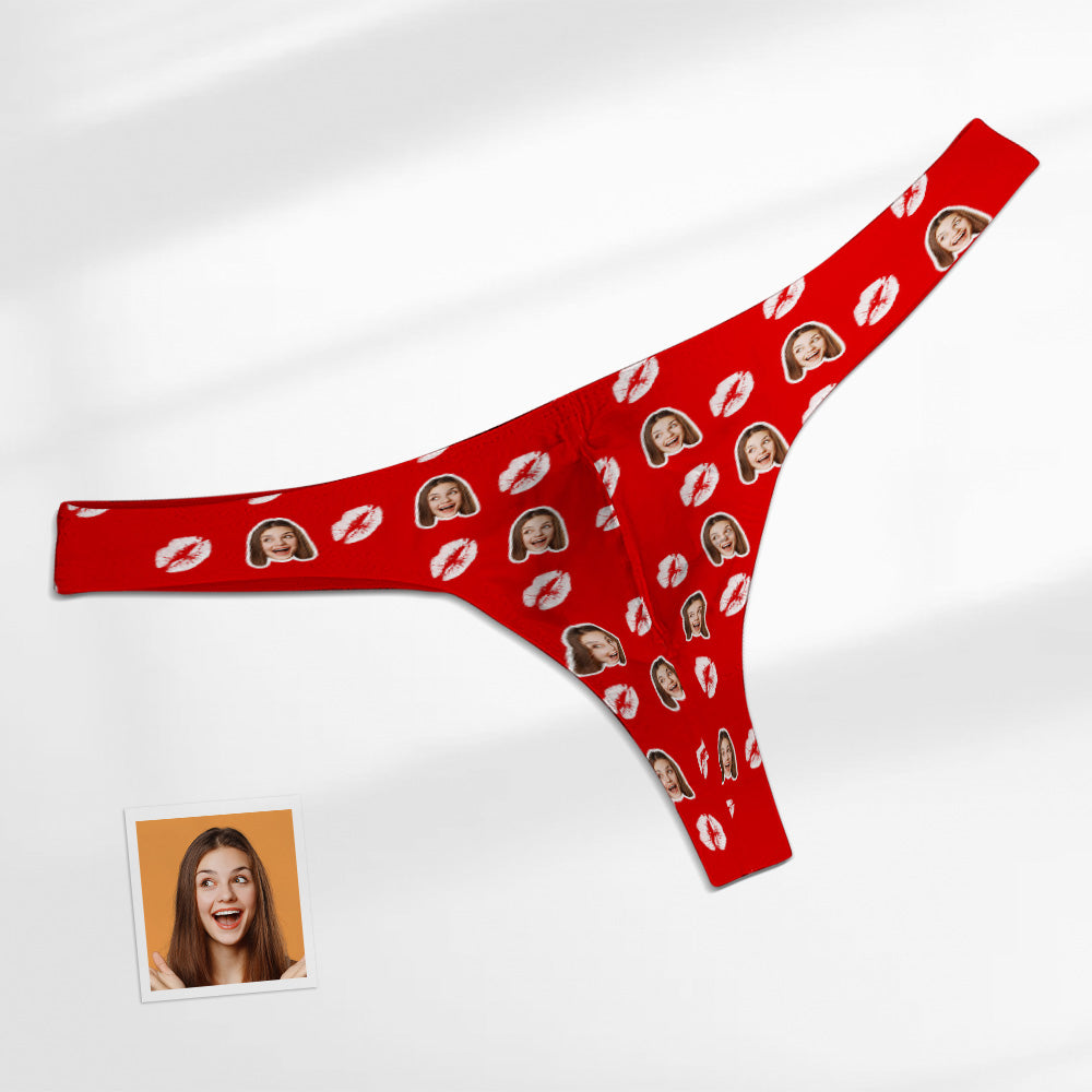 Custom Face Red Lips Men's Thong Kiss Men's Briefs