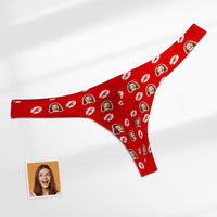 Custom Face Red Lips Men's Thong Kiss Men's Briefs