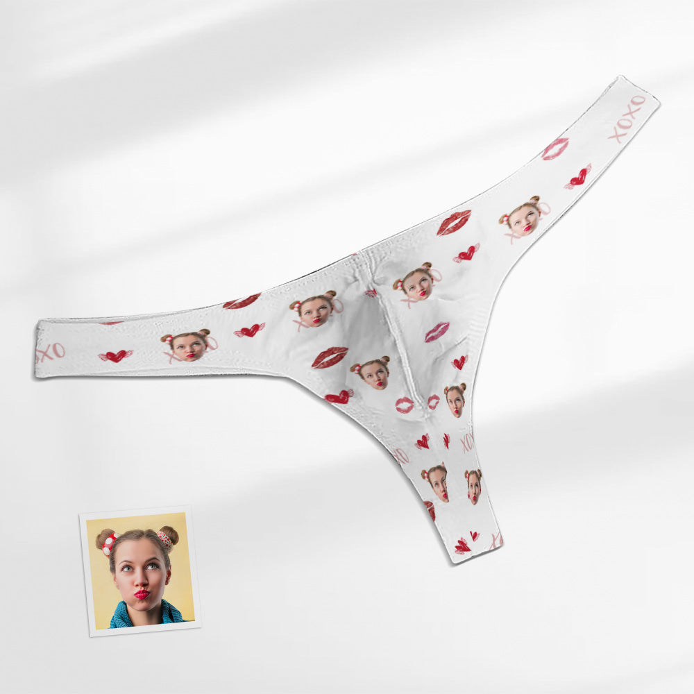 Custom Face Kiss And Love Men's Thong XOXO Men's Briefs