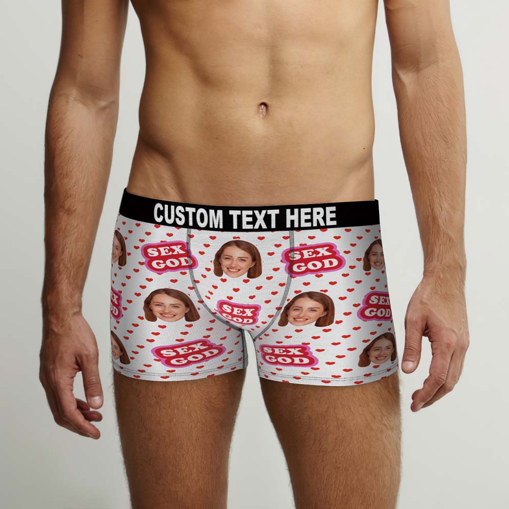 Custom Face Boxers Briefs Personalised Men's Shorts With Photo - Sex God