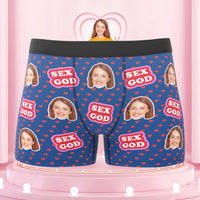 Custom Face Boxers Briefs Personalised Men's Shorts With Photo - Sex God