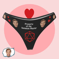 Custom Women's Panties Personalised Face Thong - Property of the Dungeon Master