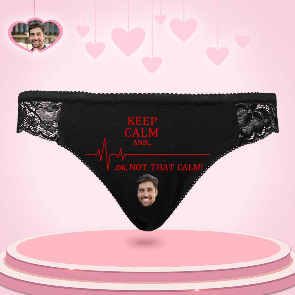 Custom Women Lace Panty Keep Calm Face Sexy Panties Sweet Gift