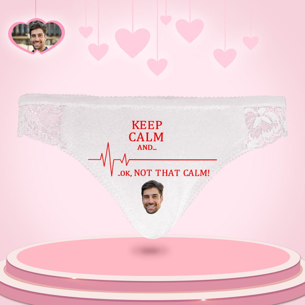 Custom Women Lace Panty Keep Calm Face Sexy Panties Sweet Gift