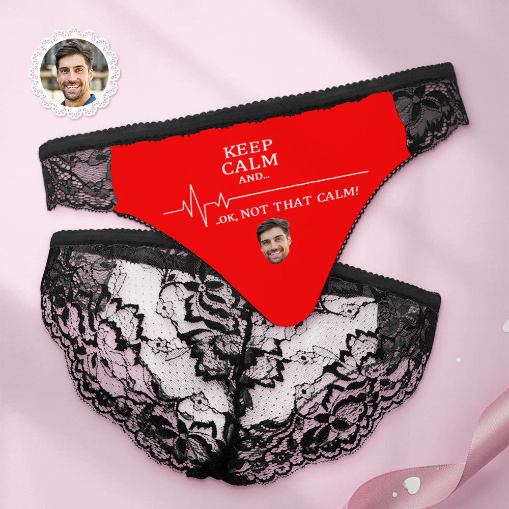 Custom Women Lace Panty Keep Calm Face Sexy Panties Sweet Gift