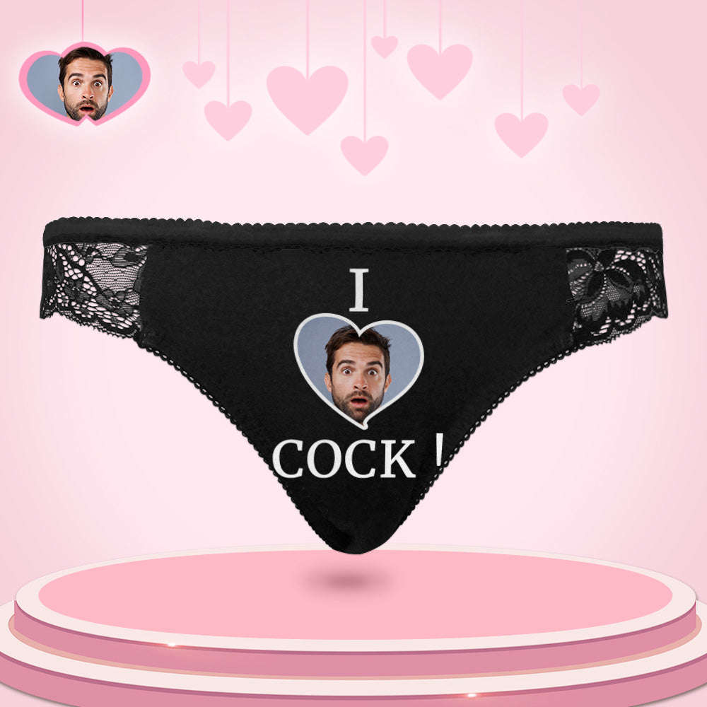 Custom Women Lace Panty I Love Cock Photo Sexy Panties Sweet Gift