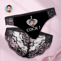 Custom Women Lace Panty I Love Cock Photo Sexy Panties Sweet Gift