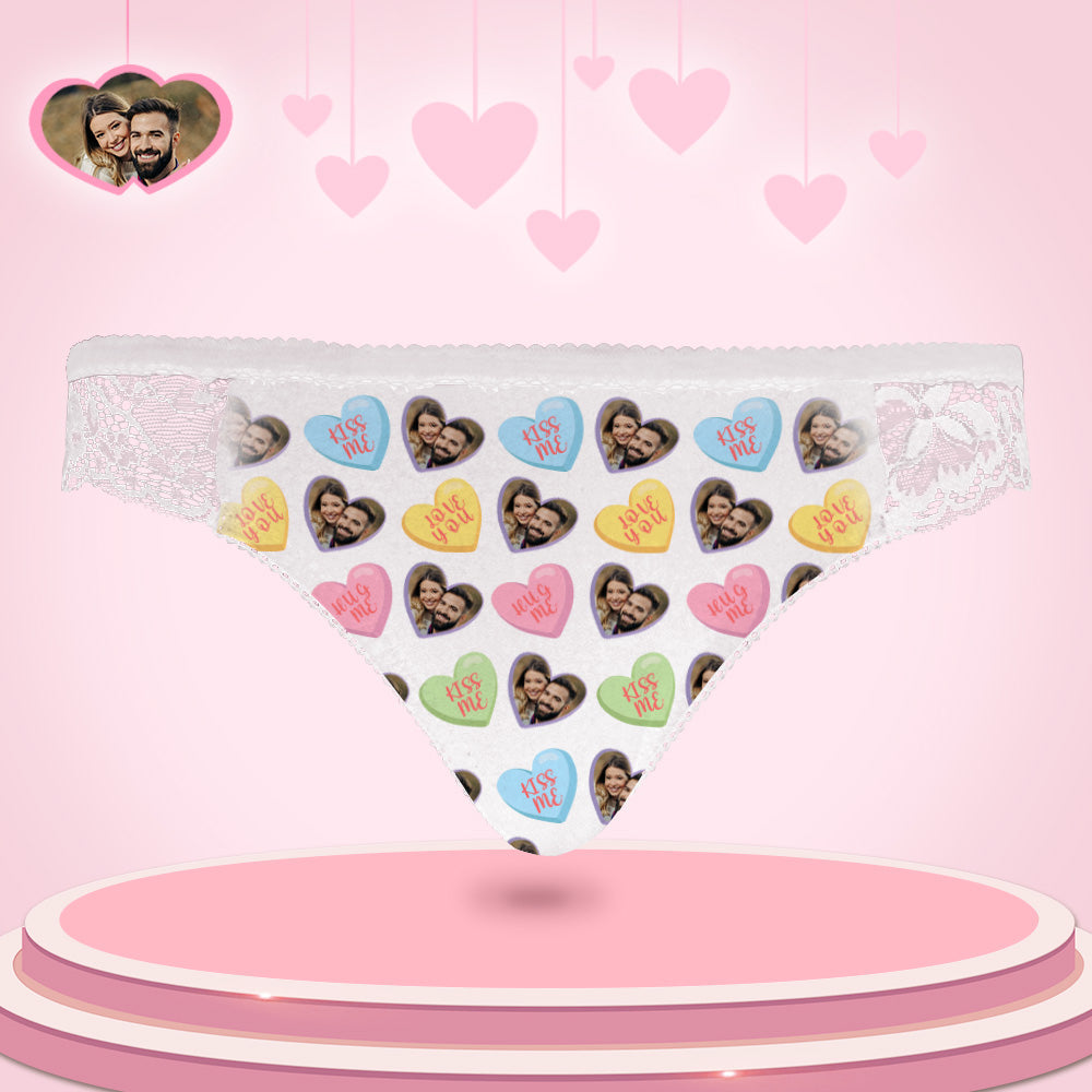 Custom Women Lace Panty Heart Face Sexy Panties Sweet Gift