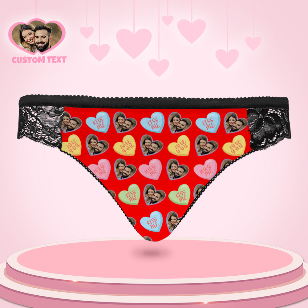 Custom Women Lace Panty Heart Face Sexy Panties Sweet Gift