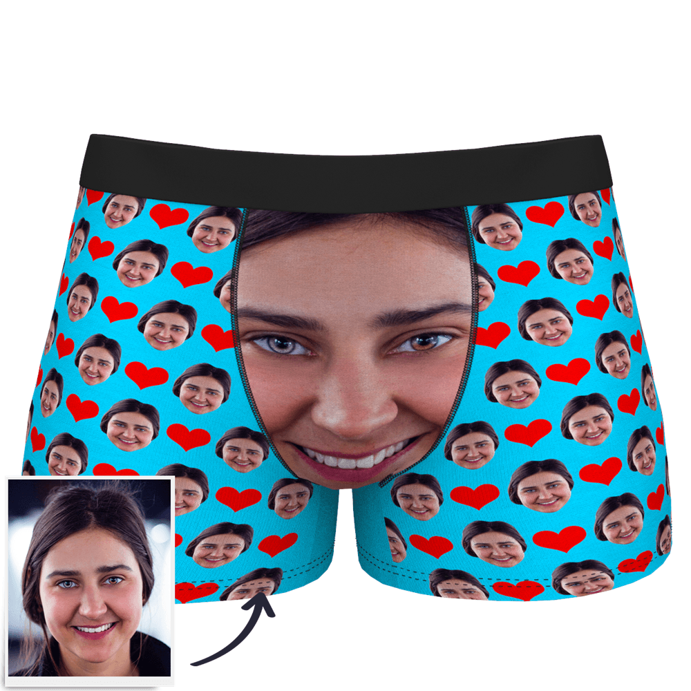 Custom Face Boxer Shorts Love Heart