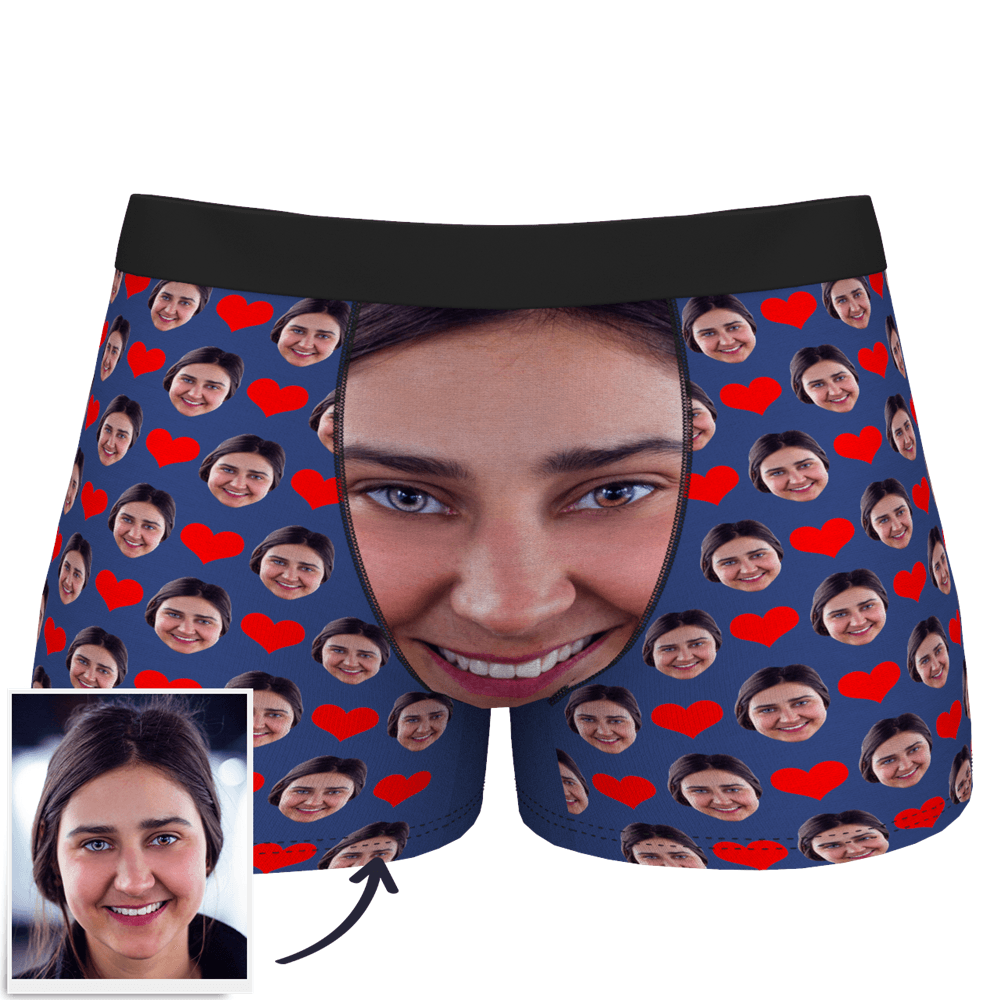 Custom Face Boxer Shorts Love Heart