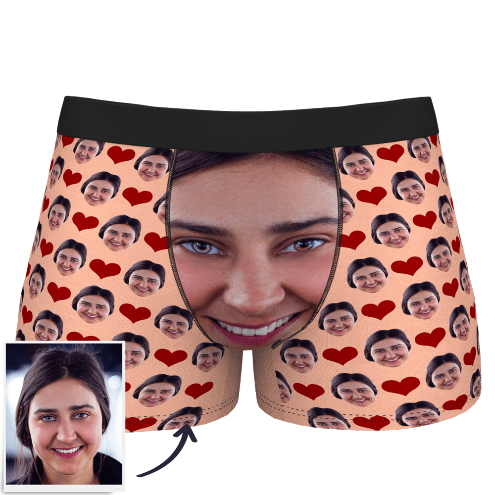 Custom Face Boxer Shorts Love Heart