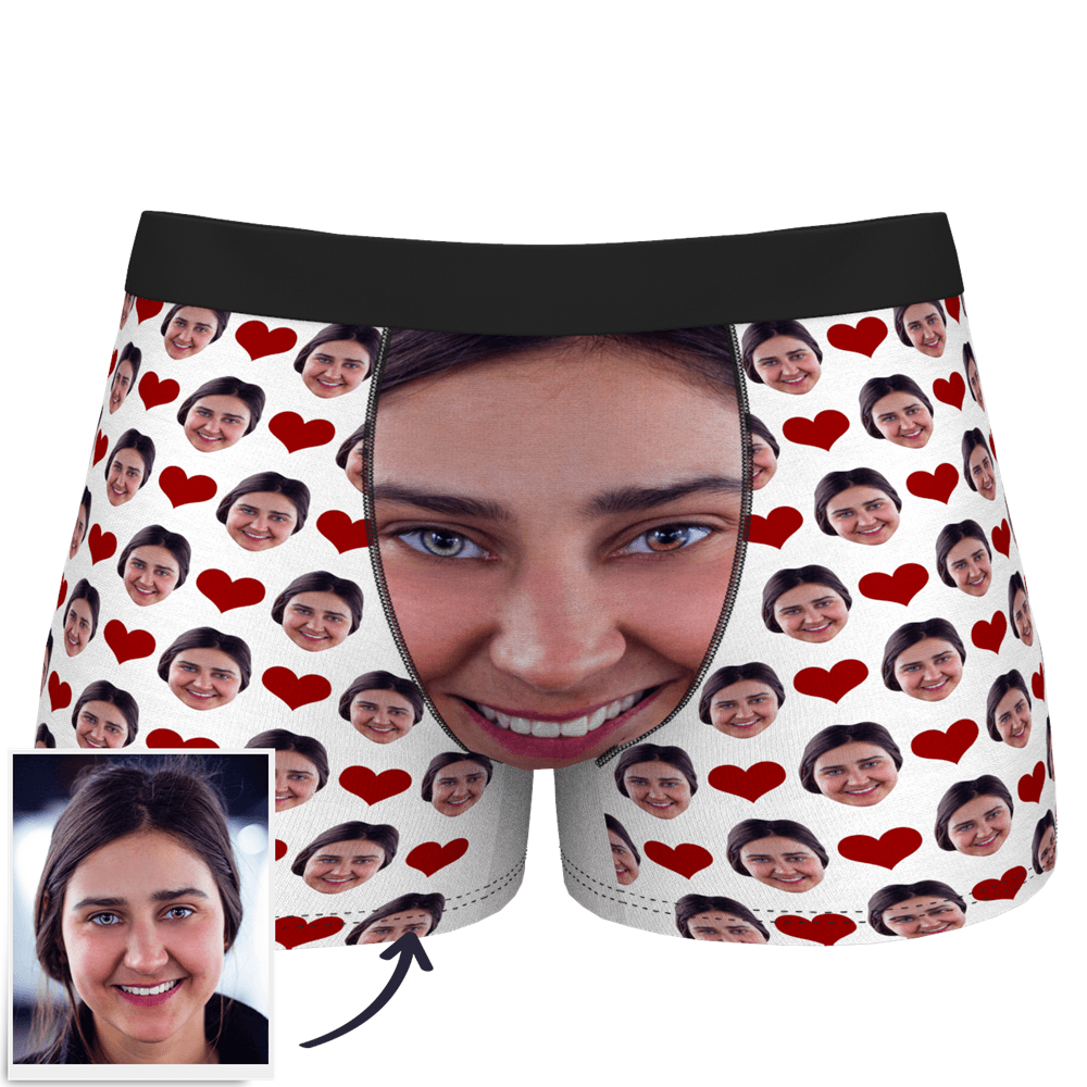 Custom Face Boxer Shorts Love Heart