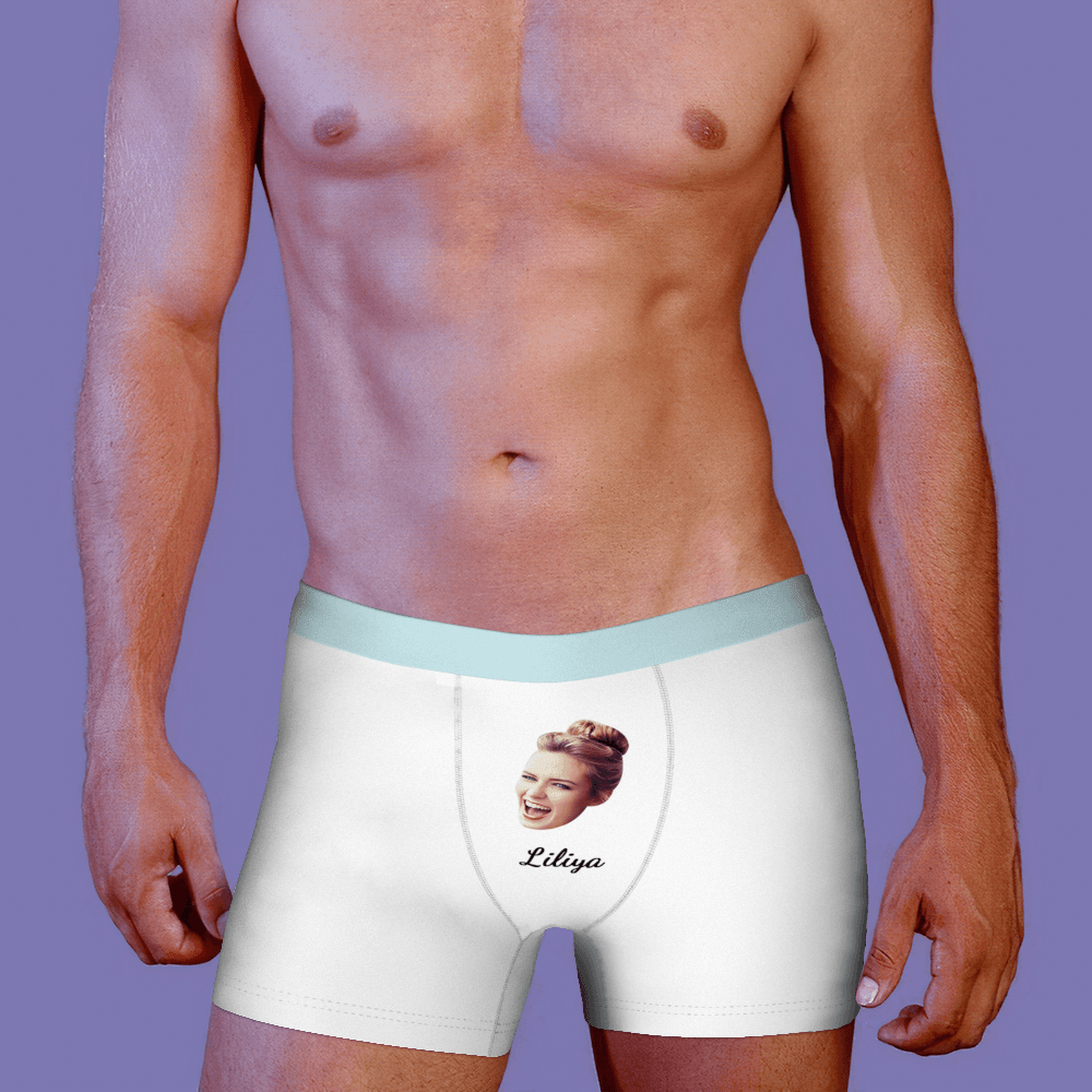 Custom Face And Name Couple Men's Boxer Personalised Gift