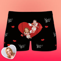 Custom Funny Face Cupid Love Heart Valentine's Day Men's Boxer