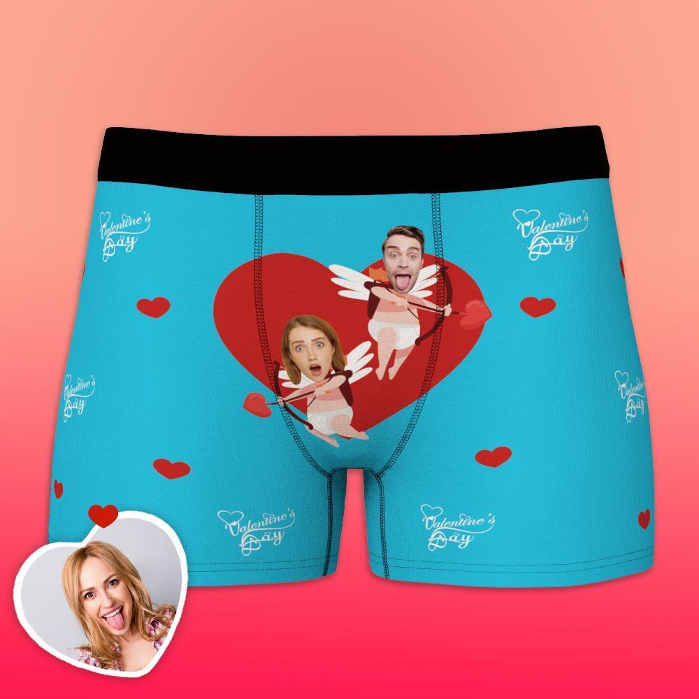 Custom Funny Face Cupid Love Heart Valentine's Day Men's Boxer