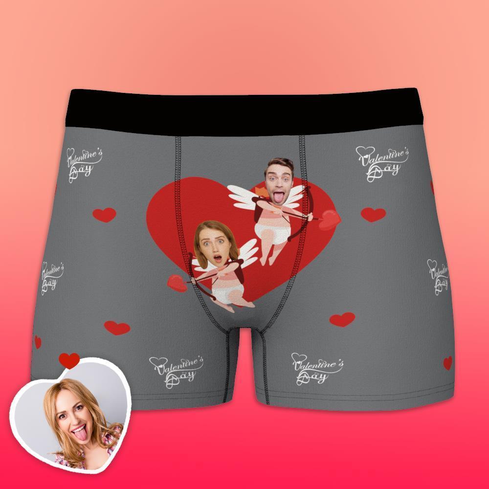 Custom Funny Face Cupid Love Heart Valentine's Day Men's Boxer