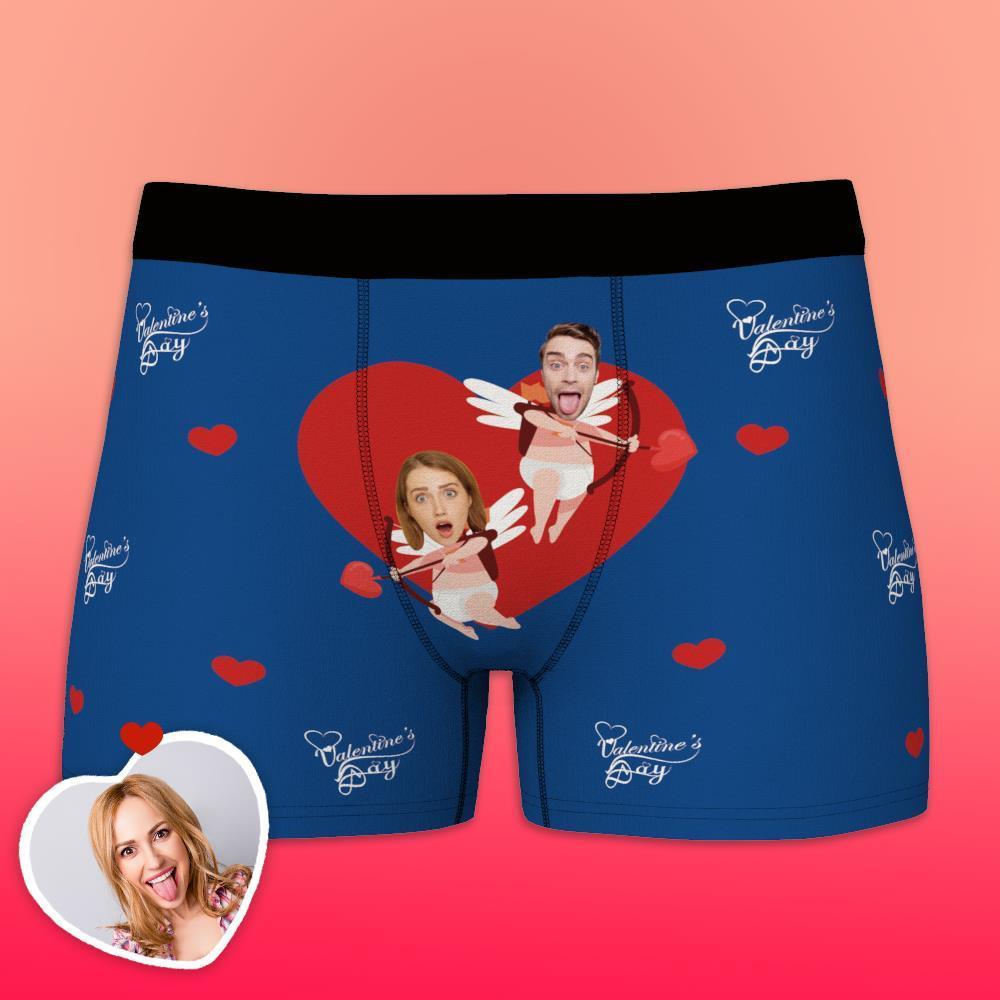 Custom Funny Face Cupid Love Heart Valentine's Day Men's Boxer