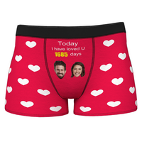 Couple Underwear Custom Anniversary Face Boxer Shorts