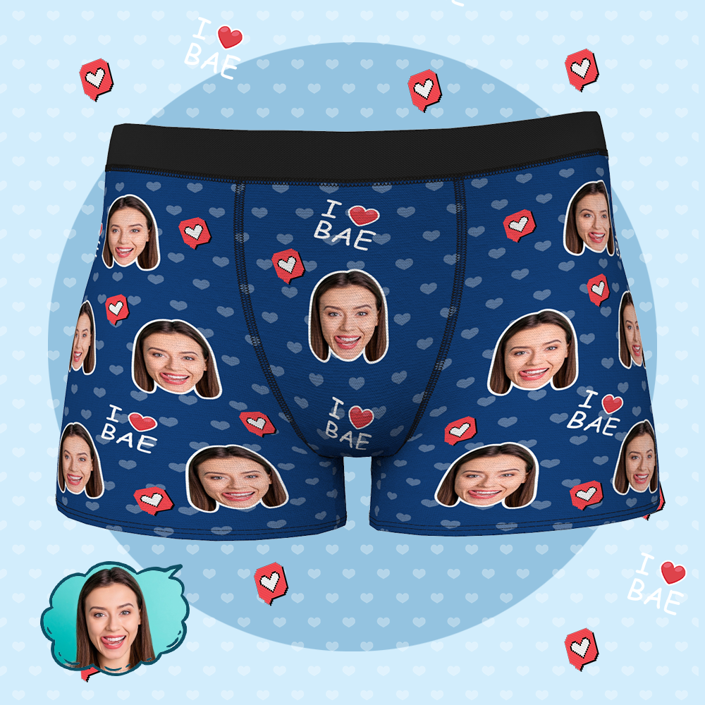 Custom Face Boxer Shorts - I LOVE BAE