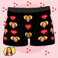 Custom Funny Face Boxers Personalised Photo Underwear Gift for Men - Love Heart