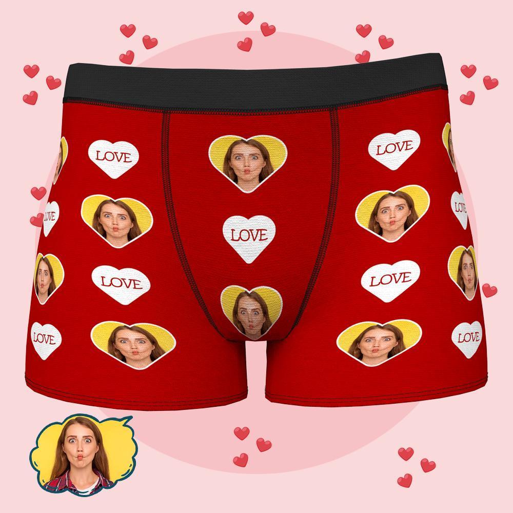 Custom Funny Face Boxers Personalised Photo Underwear Gift for Men - Love Heart