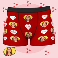 Custom Funny Face Boxers Personalised Photo Underwear Gift for Men - Love Heart