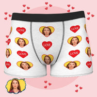 Custom Funny Face Boxers Personalised Photo Underwear Gift for Men - Love Heart