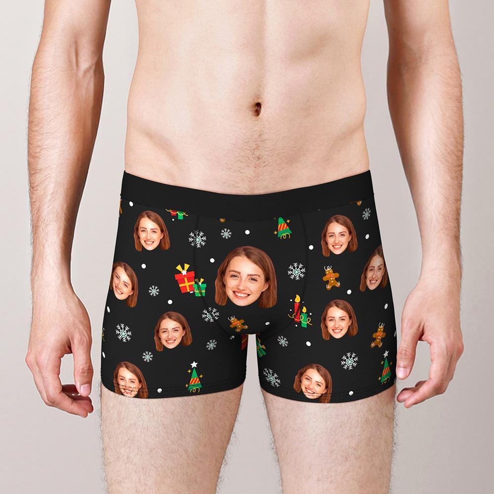 Custom Funny Face Boxers Shorts Personalised Photo Underwear Christmas Gift for Men