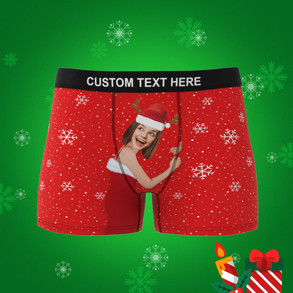 Custom Girlfriend Face Boxers Shorts Personalised Photo Underwear Christmas Gift for Men