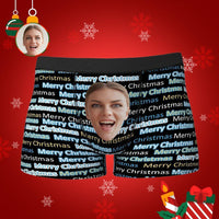 Custom Funny Face Boxers Shorts Merry Christmas Personalised Photo Underwear Christmas Gift for Men