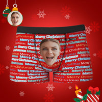 Custom Funny Face Boxers Shorts Merry Christmas Personalised Photo Underwear Christmas Gift for Men