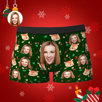 Custom Face Boxers Shorts Christmas Elk Personalised Photo Underwear Christmas Gift for Men