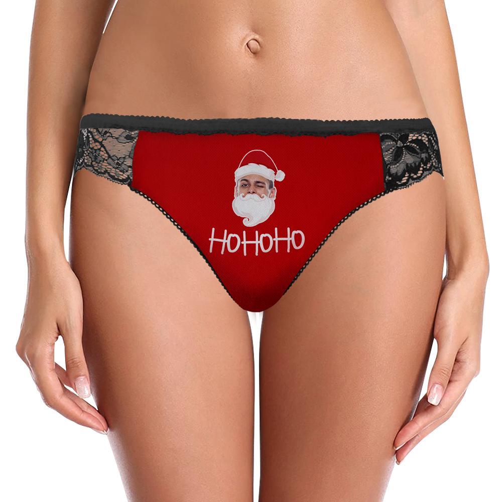 Custom Face Lace Panty Santa Claus Women Sexy Panties with Boyfriend Face