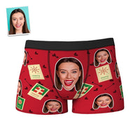 Custom Christmas Love Stamps Face Boxers Shorts Personalised Photo Underwear Christmas Gift for Men