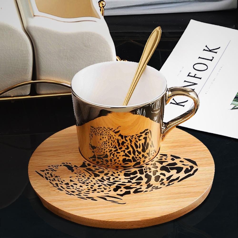 Leopard Coffee Mug Image Coffee Cup Funny Coffee Cups Saucer Set Creativity Valentine's Day Gifts