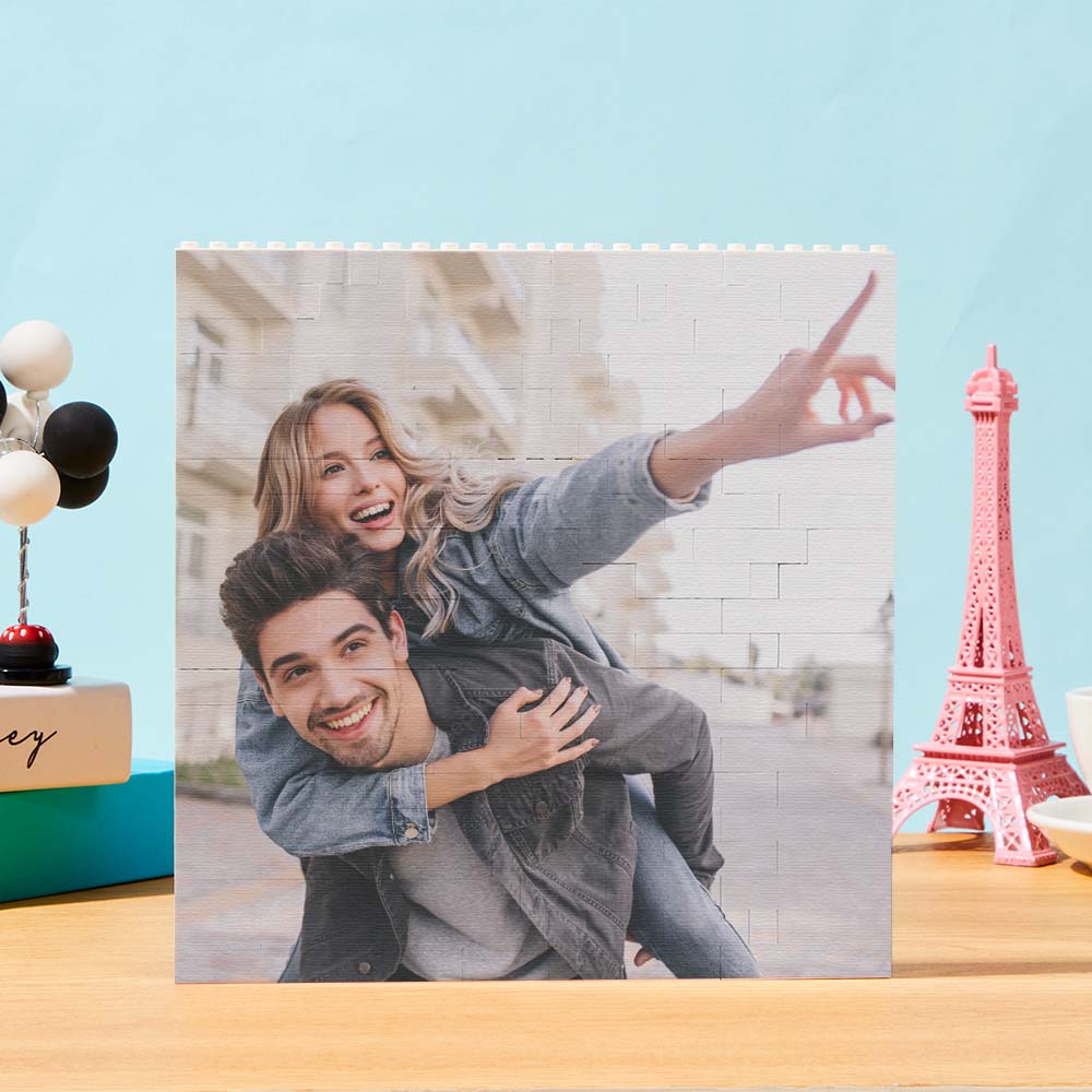 Personalized Building Brick Square Photo Block Spotify Code Custom Text Frame