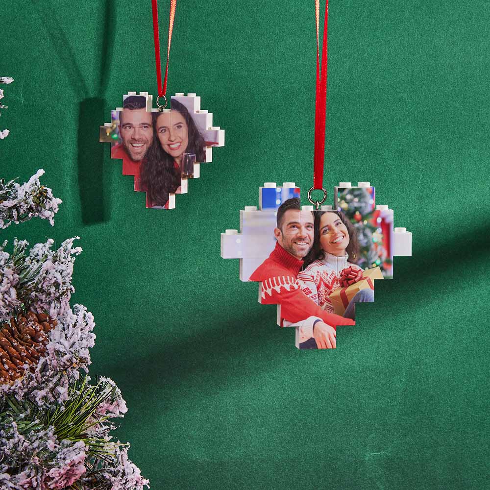 Christmas Gifts Christmas Ornament Personalized Building Brick Custom Spotify Code Heart Photo Block