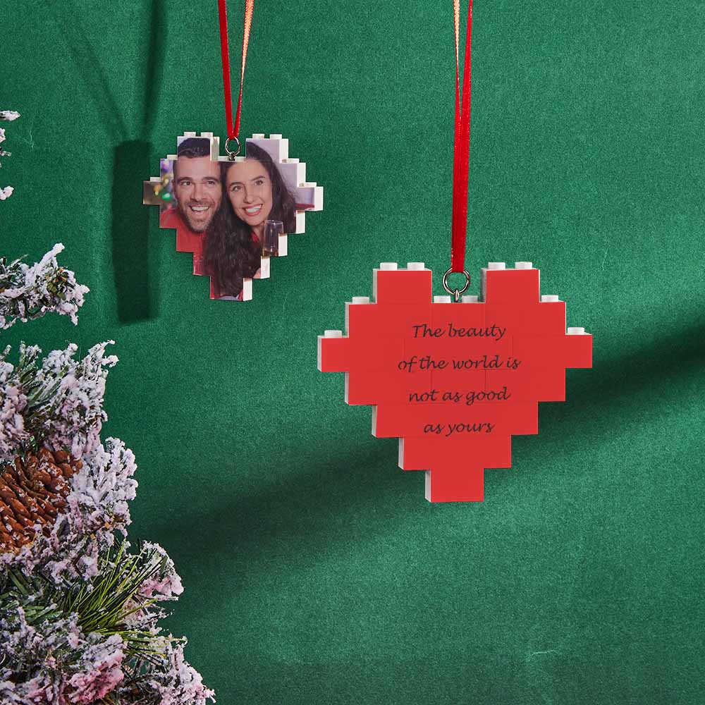 Christmas Gifts Christmas Ornament Personalized Building Brick Custom Spotify Code Heart Photo Block