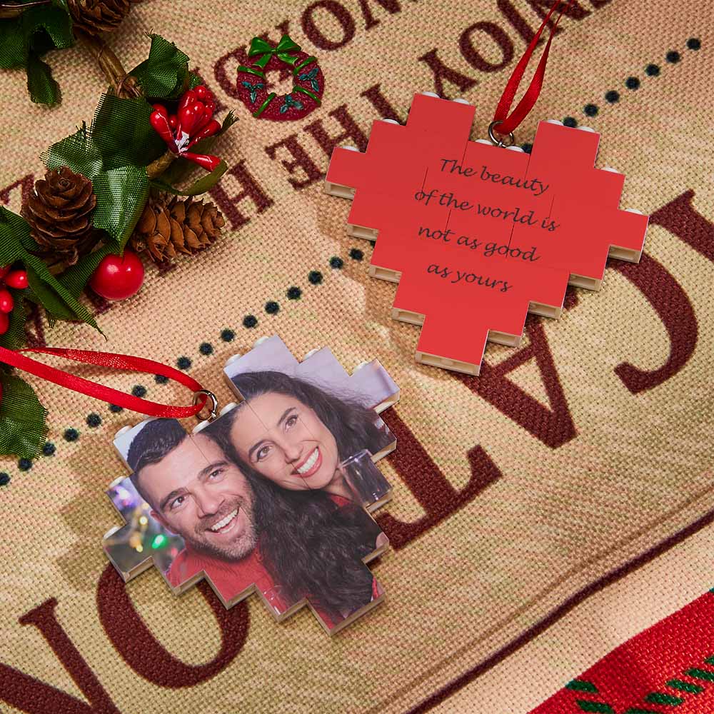 Christmas Gifts Christmas Ornament Personalized Building Brick Custom Spotify Code Heart Photo Block