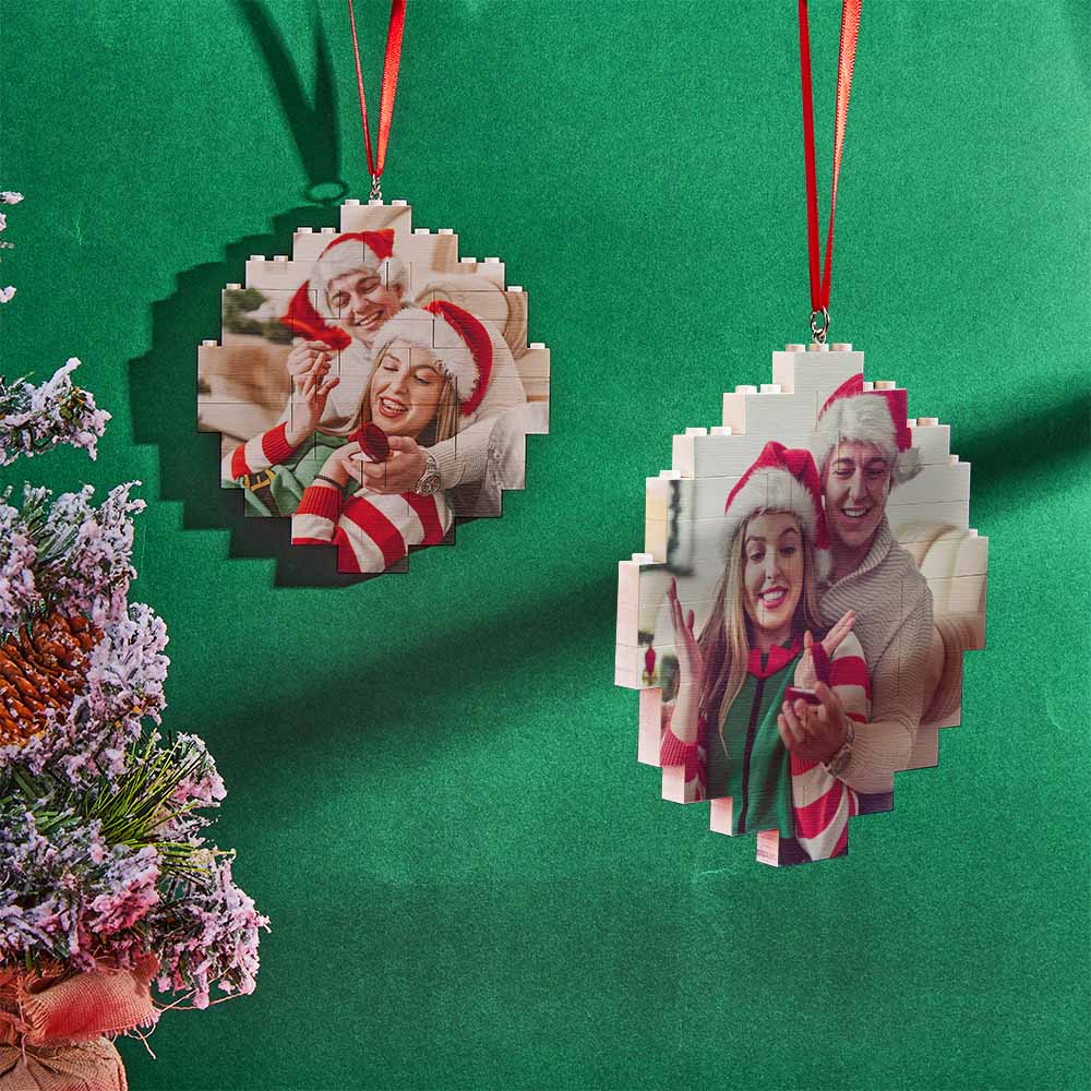 Christmas Ornament Custom Spotify Code Round Photo Block Personalized Building Brick Christmas Gifts