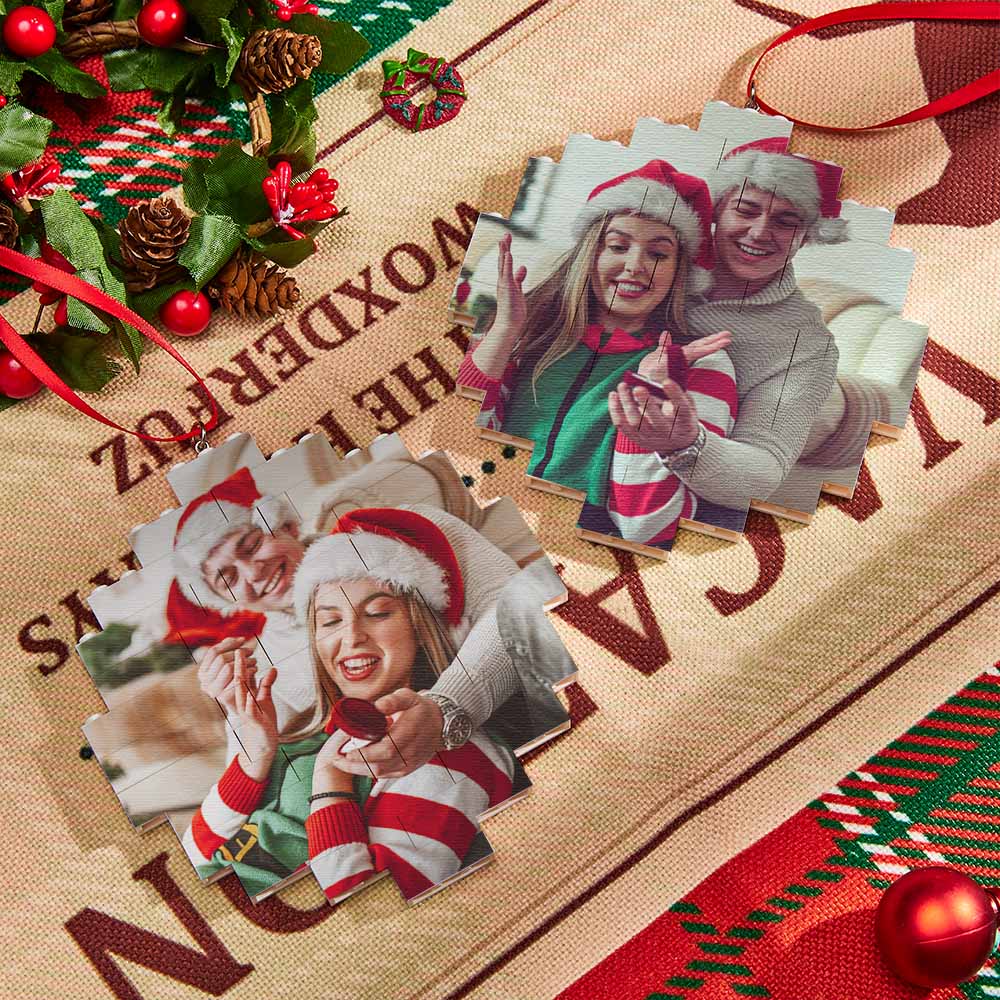 Christmas Ornament Custom Spotify Code Round Photo Block Personalized Building Brick Christmas Gifts