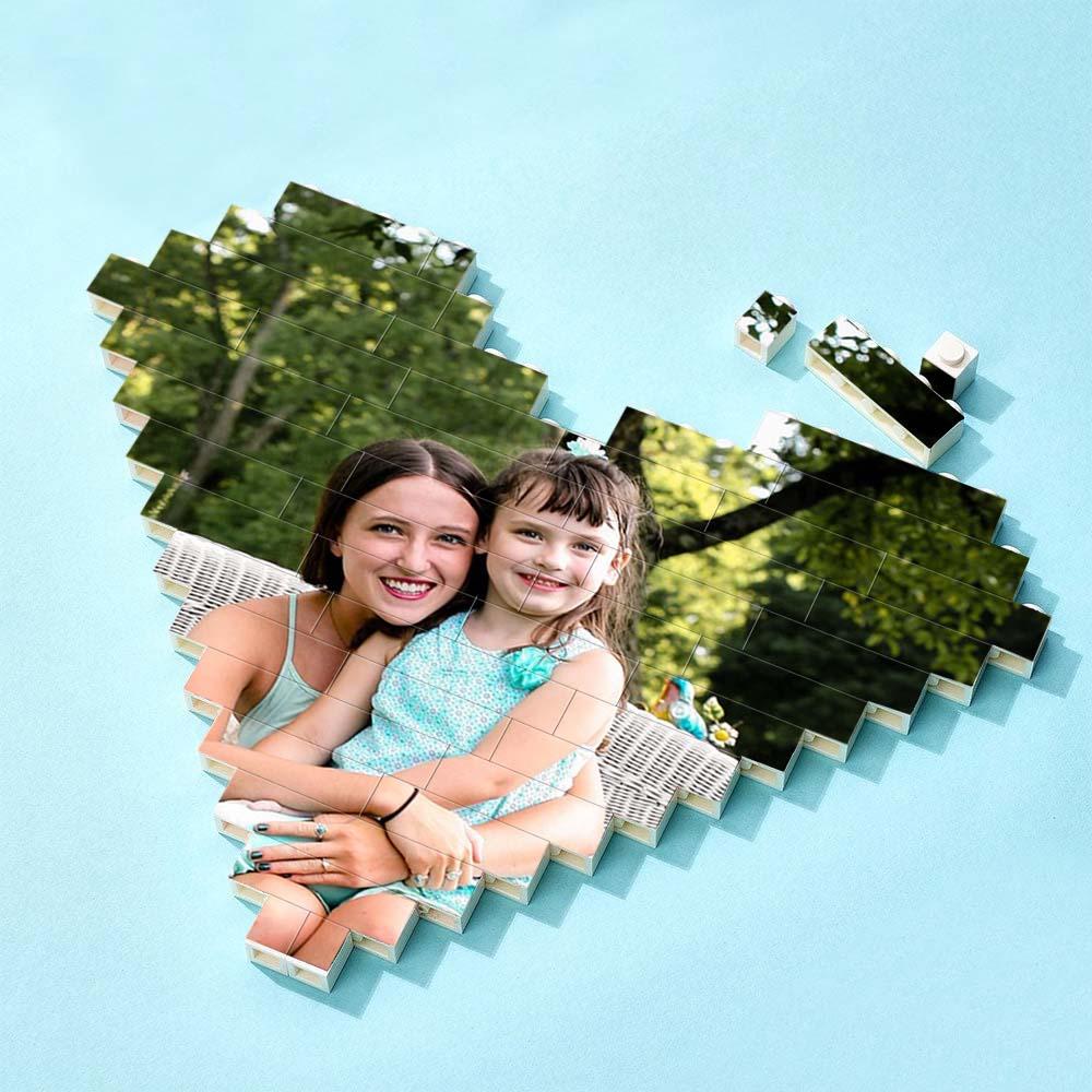 Custom Spotify Code Building Brick Personalized Photo and Text Block Heart Shape for Mother's Day Gifts